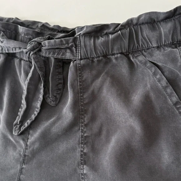 Aerie Gray 100% Lyocell Paperbag Tie Waist Camp-Style Shorts - Size Small - Picture 6 of 14